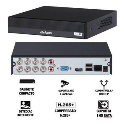 Kit 6 Cameras Intelbras VHD 1120 Full Color, Dvr Intelbras 8 Canais C/ Hd 500 GB