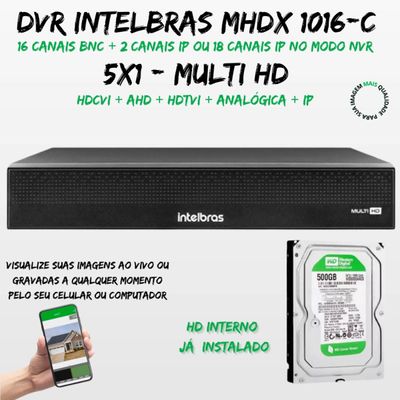 Kit 14 Câmeras Segurança FullColor Visão Noturna Colorida Dvr Intelbras 1016c Hd 500gb