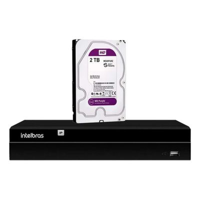 Gravador Ip Nvr 4 Canais Poe Nvd 1404 P + Hd 2 Tb Purple Intelbras