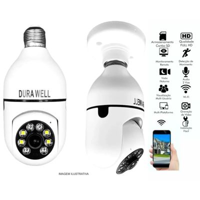 Câmera lampada inteligente Wireless infra IP Full HD 2.0 megapixels Onvif, Holofote, Auto Tracking