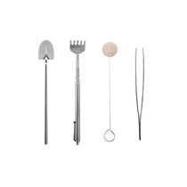 Ferramenta Jardinagem Inox Pa Ancinho Pinça Mini Jardim 4un