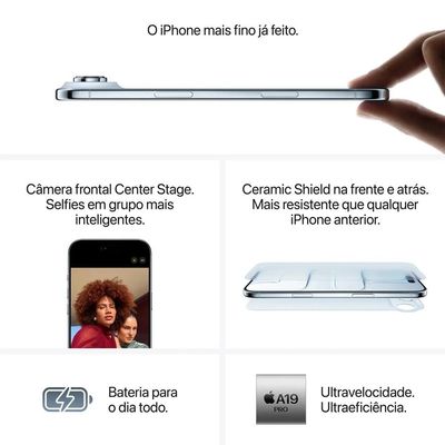 iPhone 17 Air Apple (256GB) Azul-céu, Tela de 6,5", 5G e Câmera de 48MP