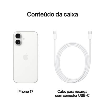 iPhone 17 Apple (512GB) Branco, Tela de 6,3", 5G e Câmera de 48MP