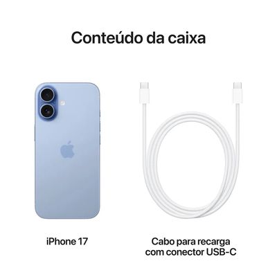 iPhone 17 Apple (512GB) Azul-Névoa, Tela de 6,3", 5G e Câmera de 48MP