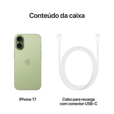 iPhone 17 Apple (512GB) Sálvia, Tela de 6,3", 5G e Câmera de 48MP