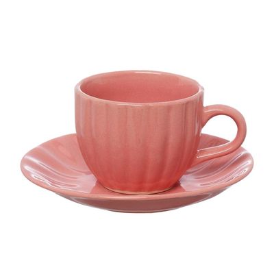 Jogo de Xícaras para Chá Hauskraft Bella com Pires Rosa 150ml  4 Peças