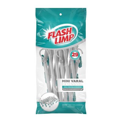 Mini Varal Extensível FlashLimp LAV3802 com 29 Prendedores em Plástico