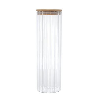 Porta Mantimento Wolff 1,3L Vidro Borossilicato Tampa Bambu Transparente