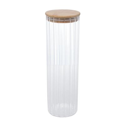Porta Mantimento Wolff 1,3L Vidro Borossilicato Tampa Bambu Transparente