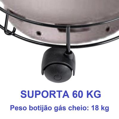 Porta Botijão de Gás Utimil Preto PR513 9x30x30cm Aço Epóxi com Rodízios Resistente e Prático