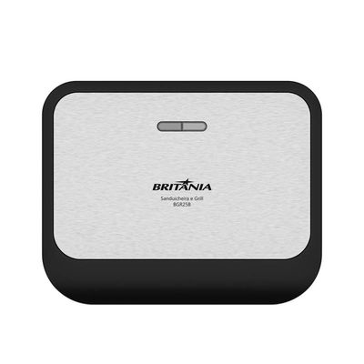 Sanduicheira e Grill Britânia BGR25B com Revestimento antiaderente, Trava de Fechamento e Base Antiderrapante  Preto/Inox Preto,Inox / 110