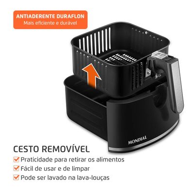 Fritadeira Air Fryer Mondial AF-50-DV Family Visor 5L 2000W Visor Frontal Digital Touch Preto Preto / 110