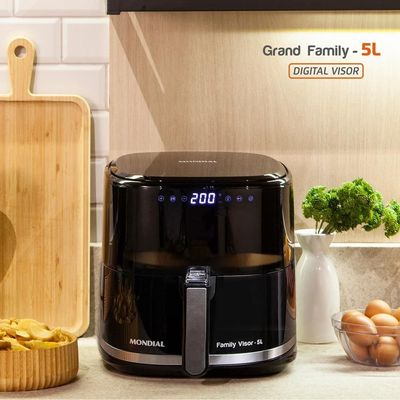 Fritadeira Air Fryer Mondial AF-50-DV Family Visor 5L 2000W Visor Frontal Digital Touch Preto Preto / 110