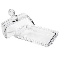 Manteigueira Wolff Pearl em Cristal com Tampa Transparente - 9 x 14 cm