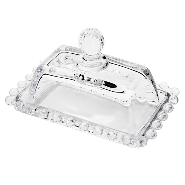 Manteigueira Wolff Pearl em Cristal com Tampa Transparente - 9 x 14 cm Transparente