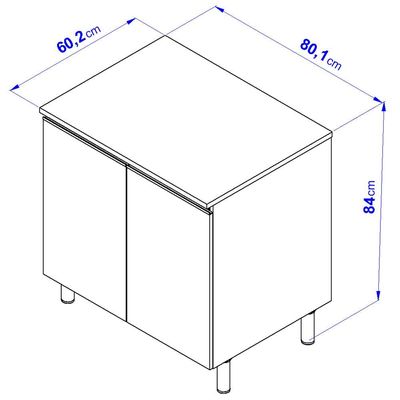 Balcão Bartira Cristal em MDP com 2 Portas e 1 Prateleira, 80,1 cm de largura - Lâmina de Mel/Azul Royal