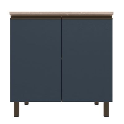 Balcão Bartira Cristal em MDP com 2 Portas e 1 Prateleira, 80,1 cm de largura - Lâmina de Mel/Azul Royal