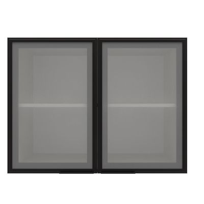Armário Aéreo Bartira Rubi com 2 Portas de Vidro, 1 Prateleira e 80cm de Largura - Freixo/Preto Poah