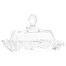 Manteigueira Wolff Pearl em Cristal com Tampa Transparente - 7 x 11 cm