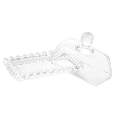 Manteigueira Wolff Pearl em Cristal com Tampa Transparente - 7 x 11 cm