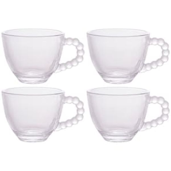 Conjunto com 4 Xícaras para Café Wolff Pearl em Cristal - 80 ml