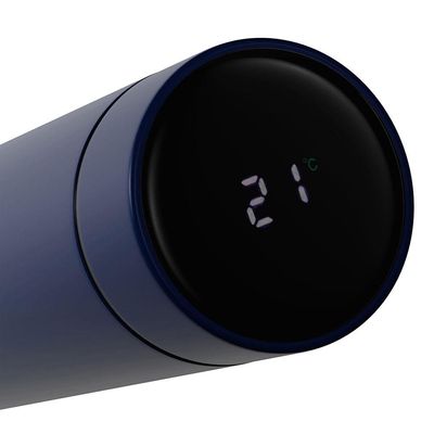 Garrafa Térmica Wolff com Termômetro Led Azul - 500ml
