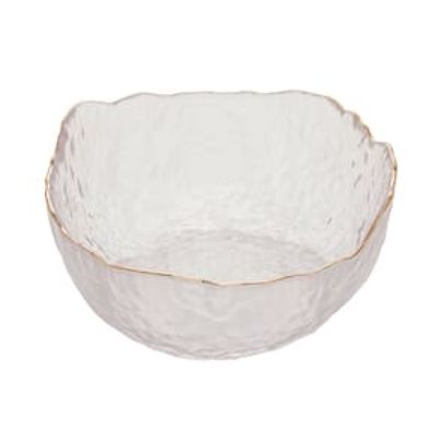 Bowl de Cristal Wolff Taj Martelado com Borda Dourada  8x17cm (AxP)