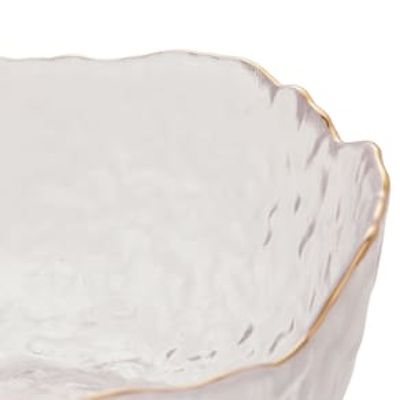 Bowl de Cristal Wolff Taj Martelado com Borda Dourada  8x17cm (AxP)