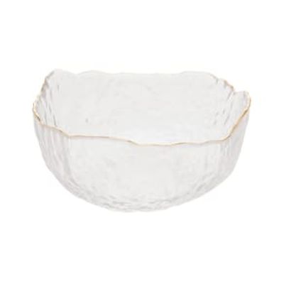 Bowl de Cristal Wolff Taj Martelado com Borda Dourada  8x17cm (AxP)