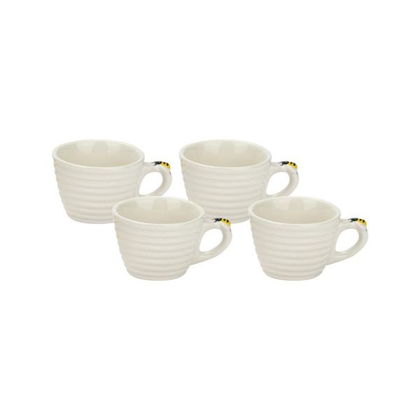 Conjunto de Xícaras para Café Hauskraft Bee em Porcelana 90 ml Branca 4 Peças