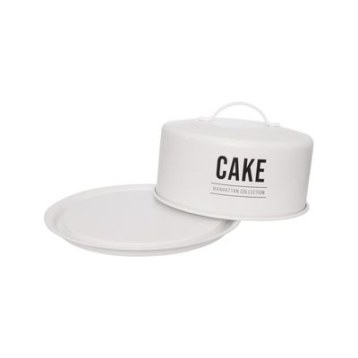 Porta  Bolo com Cúpula Hauskraft Manhattan em Aço Galvanizado Branco  28,5 cm