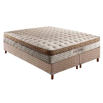 Cama Box King: Colchão Molas Ensacadas Paropas Eco Linho + Base CRC Suede Clean(193x203)