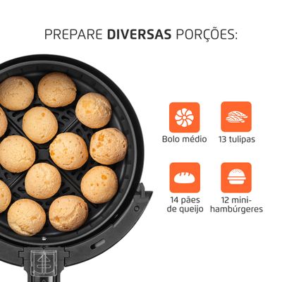 Fritadeira Elétrica Air Fryer Mondial Pratic AF-36-BI 3,6L Inox/Preta - 110V UNICA