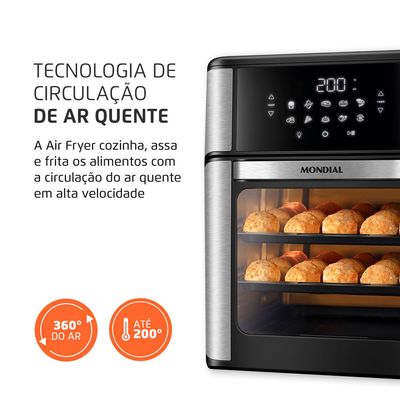 Fritadeira Air Fryer Forno Oven 12L 110V - Mondial UNICA