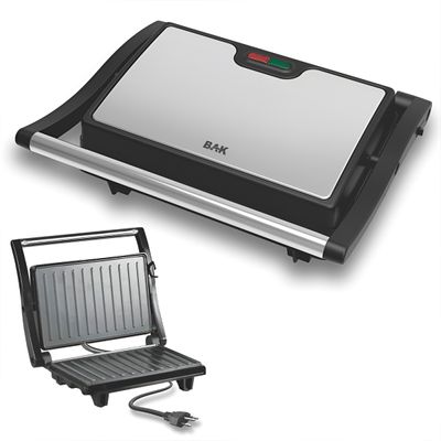 Mini Grill Elétrico de Inox Grelha Antiaderente Cozinha 220V