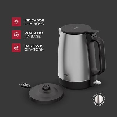 Chaleira Elétrica Wap Prosdócimo WCE2 com Capacidade de 2L  Inox/Preto Inox,Preto / 110
