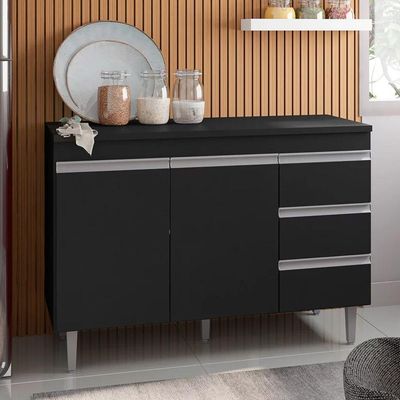 Balcão Gabinete Cozinha Andreia 100cm 2 Porta S-t Ajl Móveis