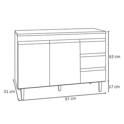 Balcão Gabinete Cozinha Andreia 100cm 2 Porta S-t Ajl Móveis