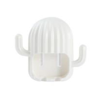 Porta Escova de Dente de Parede Cacto – Organizador Divertido para Banheiro Cor:Branco