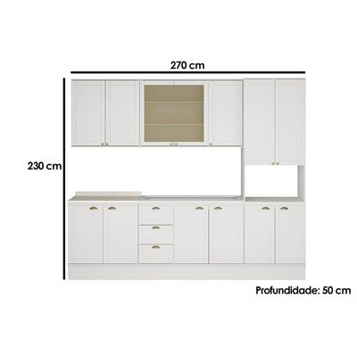 Cozinha Completa Bella 5 Peças (2Aéreos+2Balcões+1Paneleiro) C5P122 Nogal/Cinza - Carraro
