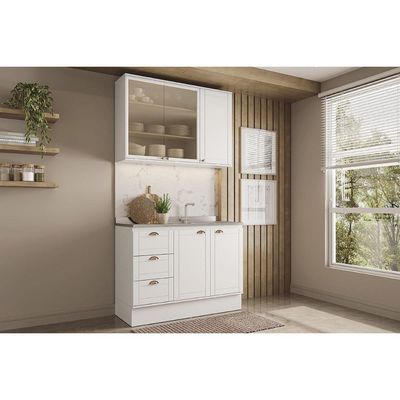 Cozinha Completa Bella 2 Peças (1Aéreo+1Balcão) C2P47 Branco - Carraro