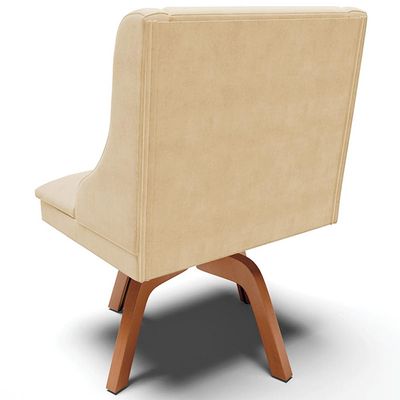 Kit 4 Cadeiras Decorativas Sala de Jantar Base Giratória de Madeira Firenze Suede Bege/Natural G19 - Gran Belo