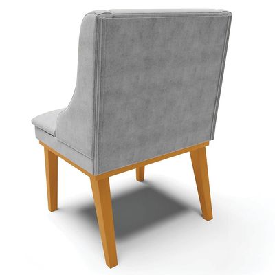 Kit 4 Cadeiras Decorativas Sala de Jantar Base Fixa de Madeira Firenze Suede Cinza/Castanho G19 - Gran Belo