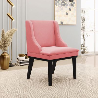 Kit 4 Cadeiras Decorativas Sala de Jantar Base Fixa de Madeira Firenze Suede Rosê/Preto G19 - Gran Belo