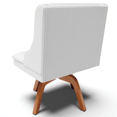 Kit 4 Cadeiras Decorativas Sala de Jantar Base Giratória de Madeira Firenze PU Branco Fosco/Natural G19 - Gran Belo