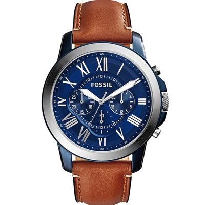Relógio Fossil Masculino Ref: Fs5151/0an Cronógrafo Azul