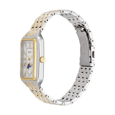 Relógio Fossil Feminino Ref: Es5399/1bn Sol E Lua Retangular Bicolor