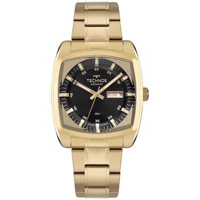 Relógio Technos Masculino Ref: 8205om/1p Automático Retangular Dourado