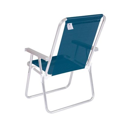 Kit 2 Cadeira Praia Alta Alumínio Conforto 120 kg Mor Azul