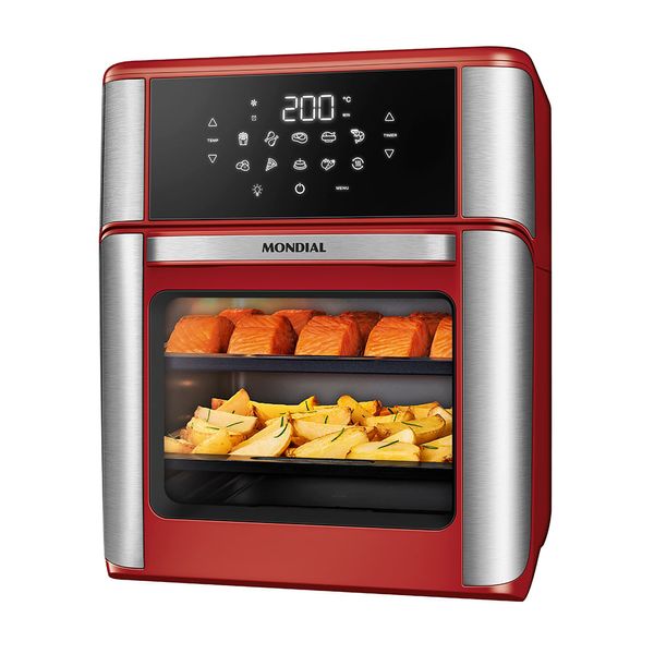 Fritadeira Air Fryer Forno Oven 12L Mondial Vermelho/Inox 2000W - AFON-12L-RI 127V